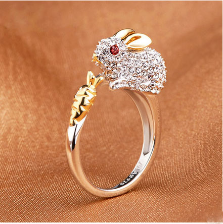 Authentic Sterling Silver Ring - Rabbit Eat Carrot