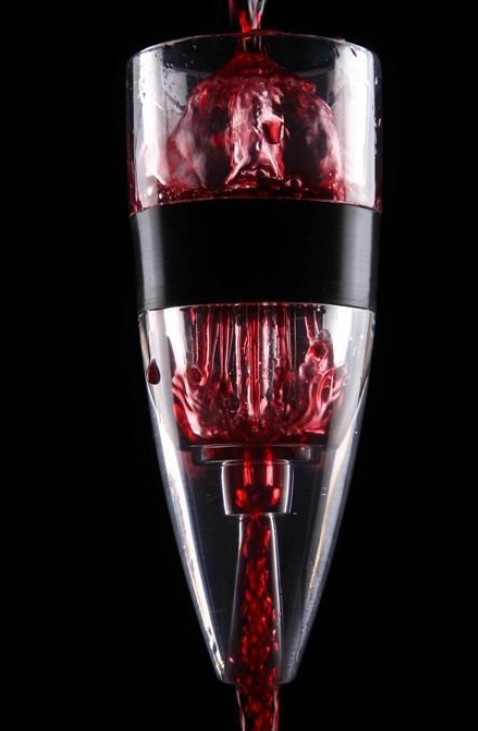 beautiful moment for red wine through the wine aerator