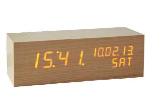Solid Wood Orange LED Wooden Table Clock Calendar wholesale, custom logo printed