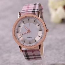 Plaid Leather Strap Metallic Style Watch wholesale, custom logo printed