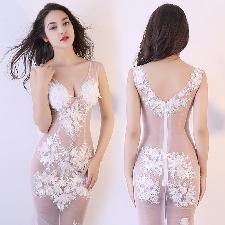 Sexy Transparent Long Dress Real Silk See Through 3D Floral Decoration wholesale, custom logo printed Sexy Transparent Long Dress Real Silk See Through 3D Floral Decoration wholesale, custom logo printed