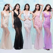 Maxi Mermaid Real Silk Model Dress Sexy Transparent Luxury Floral Lace wholesale, custom logo printed Maxi Mermaid Real Silk Model Dress Sexy Transparent Luxury Floral Lace wholesale, custom logo printed